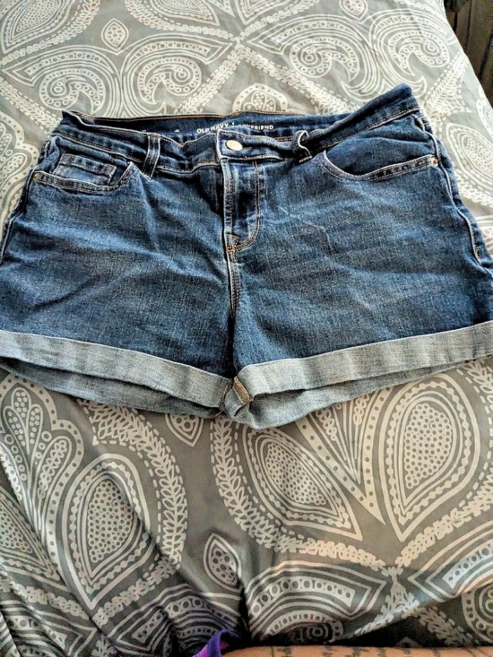 Old Navy Boyfriend Denim Shorts, Cuffed Blue